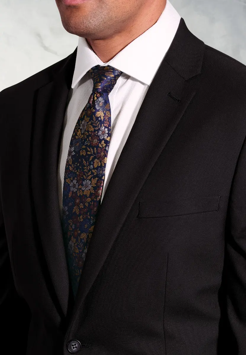 Tailored Fit Dijon Black Suit Jacket - Image 2