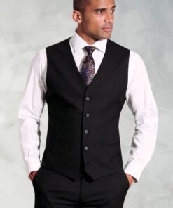 Tailored Fit Black Waistcoat