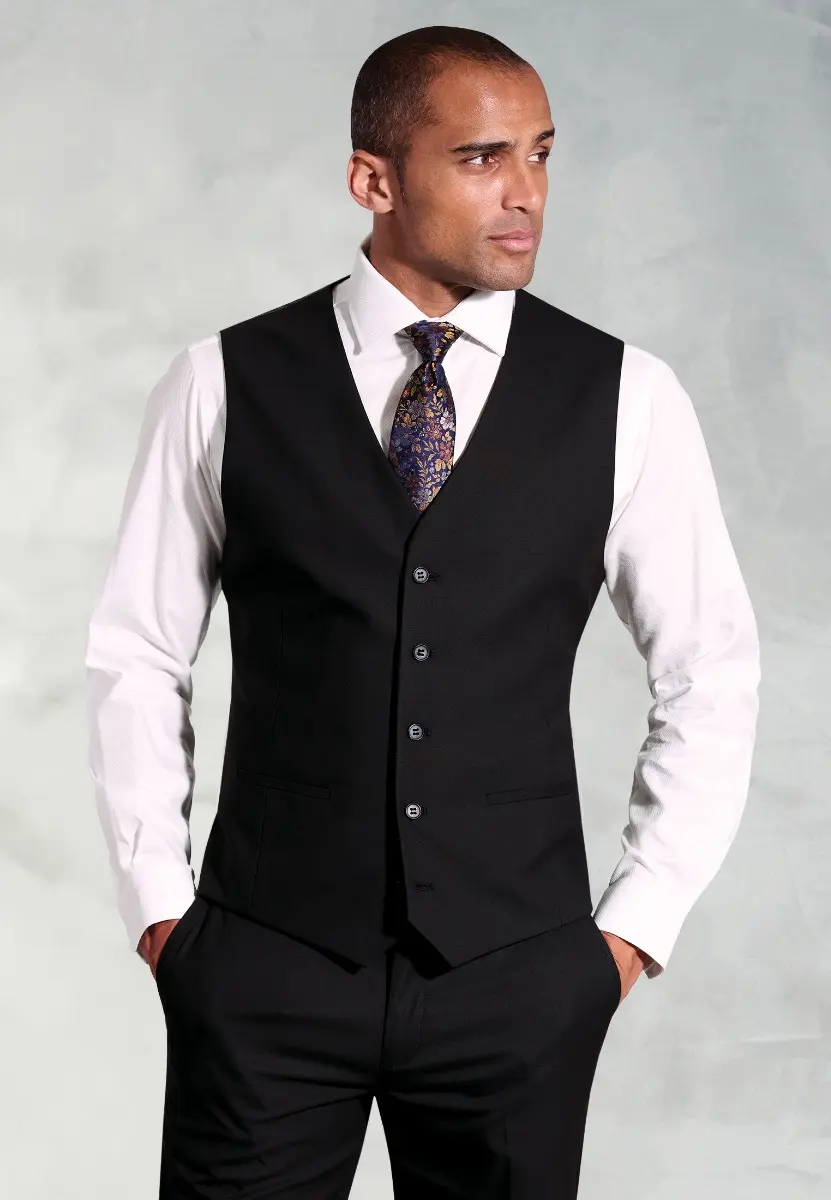 Tailored Fit Black Waistcoat