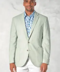 Tailored Fit Doherty Mint Cotton Linen Herringbone Jacket