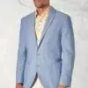 Tailored Fit Doherty Sky Blue Cotton Linen Herringbone Jacket