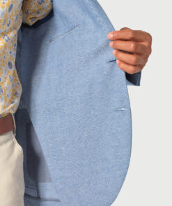 Alternative view of Tailored Fit Doherty Sky Blue Cotton Linen Herringbone Jacket