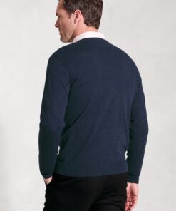 Alternative view of Dorset Navy Cotton Merino V-Neck Jumper