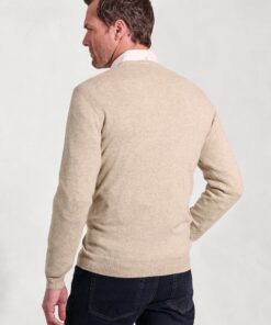 Alternative view of Dorset Stone Cotton Merino V-Neck Jumper