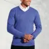 Dorset Electric Blue Cotton Merino V-Neck Jumper