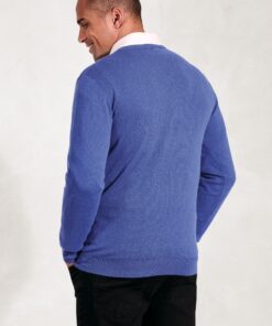 Alternative view of Dorset Electric Blue Cotton Merino V-Neck Jumper