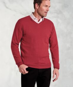 Dorset Claret Cotton Merino V-Neck Jumper