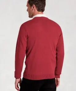 Alternative view of Dorset Claret Cotton Merino V-Neck Jumper