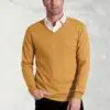 Dorset Mustard Cotton Merino V-Neck Jumper