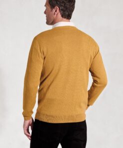 Alternative view of Dorset Mustard Cotton Merino V-Neck Jumper
