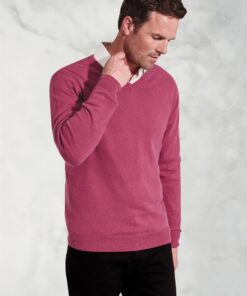 Dorset Raspberry Cotton Merino V-Neck Jumper