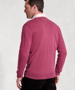Alternative view of Dorset Raspberry Cotton Merino V-Neck Jumper