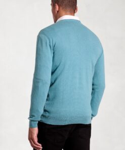 Alternative view of Dorset Aqua Cotton Merino V-Neck Jumper