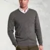 Dorset Charcoal Cotton Merino V-Neck Jumper