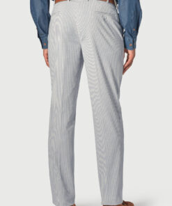 Alternative view of Tailored Fit Drewett Blue Stripe Cotton Stretch Seersucker Suit Trousers