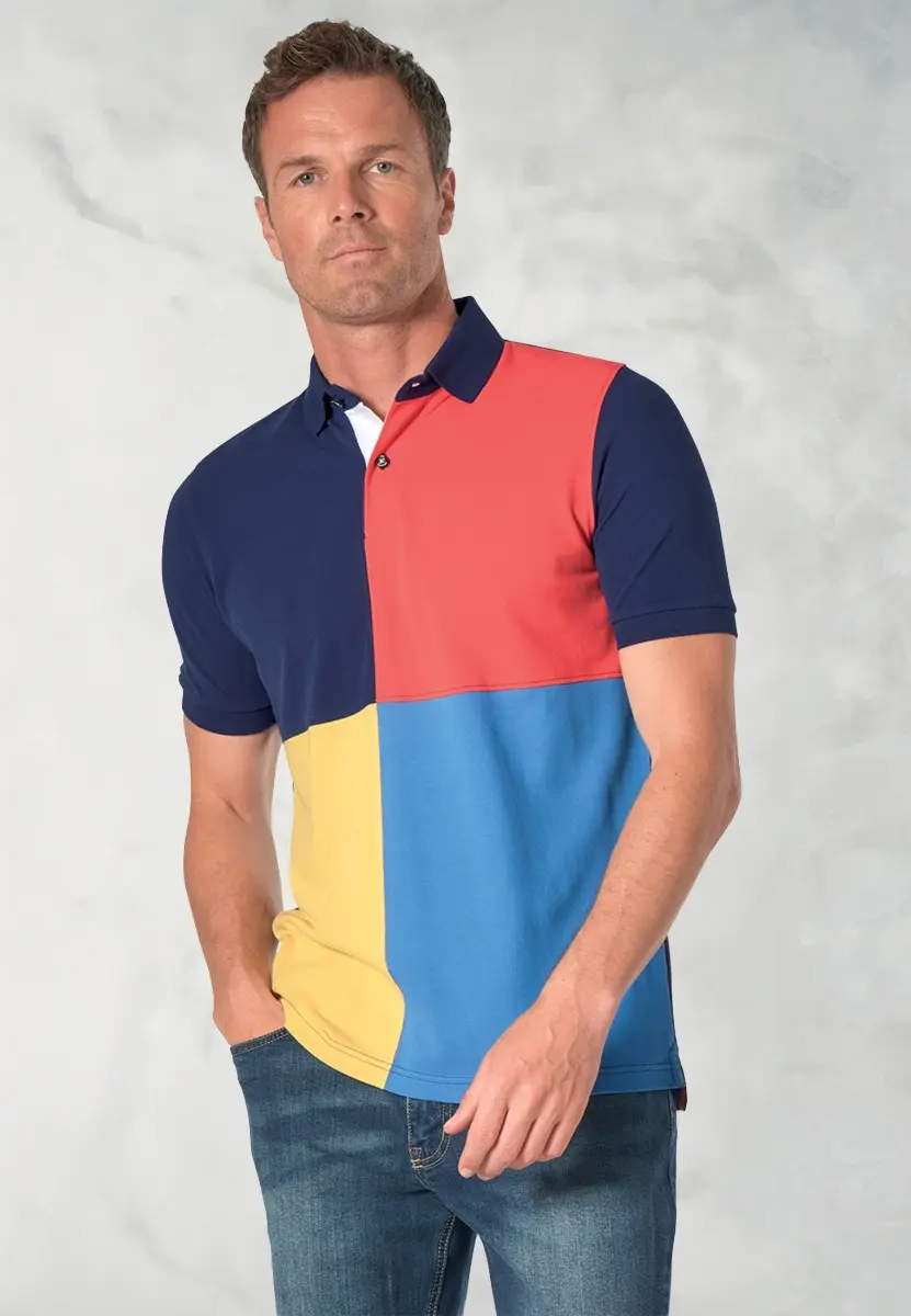 Drysdale Pure Cotton Harlequin Pique Polo Shirt