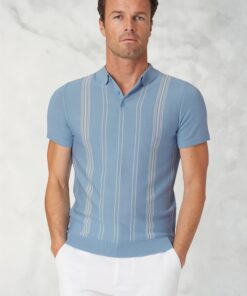 Duke Sky Blue Merino Wool Polo Shirt