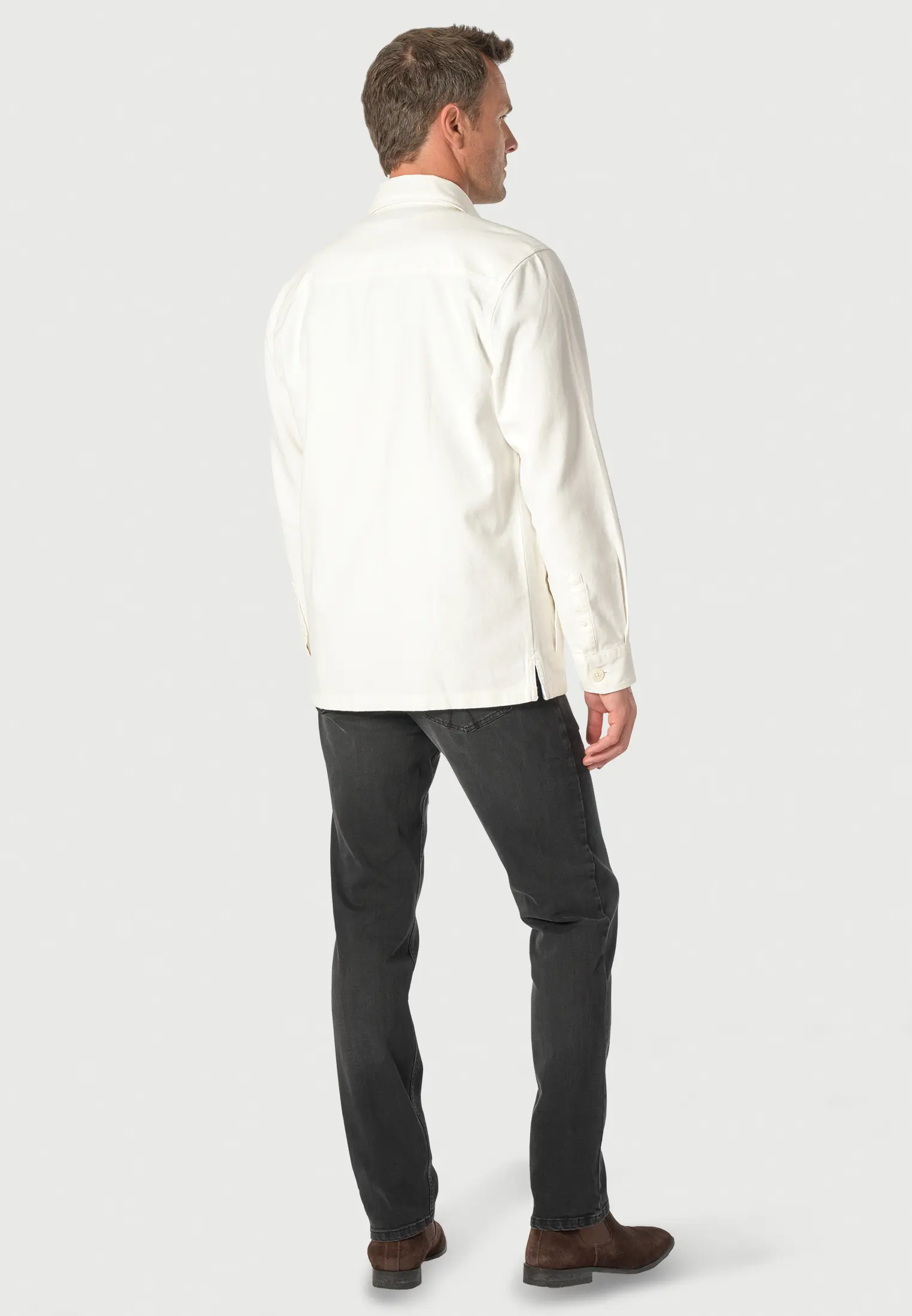 Dwight Off White Pure Cotton Cavalry Twill Overshirt - Image 2