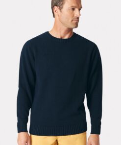 Earby Navy Cotton Crew Neck Jumper