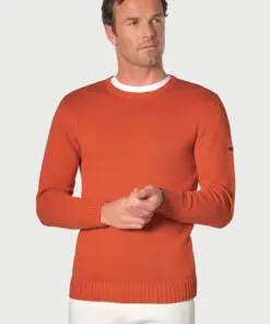 Earby Paprika Cotton Crew Neck Jumper