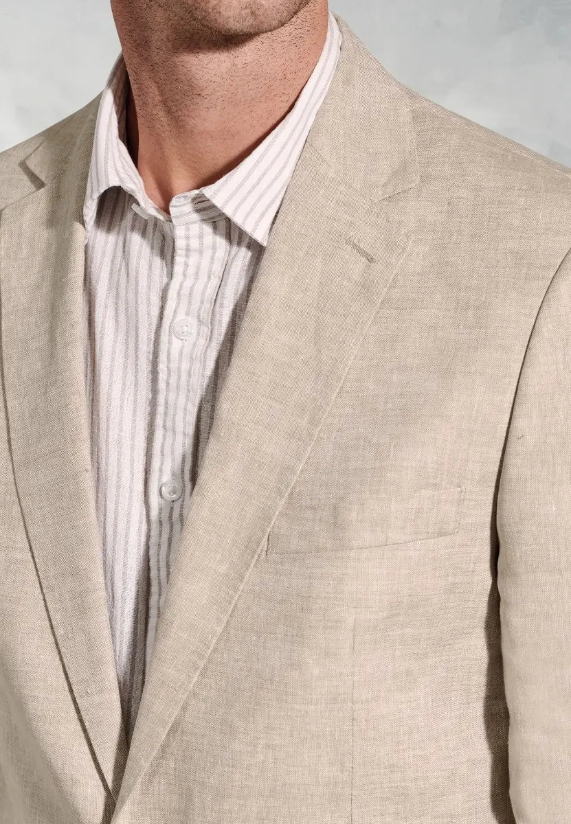 Tailored Fit Eastwood Sand Pure Linen Jacket - Image 2