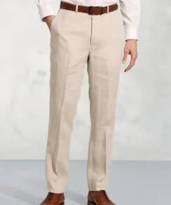 Tailored Fit Eastwood Sand Pure Linen Suit Trouser