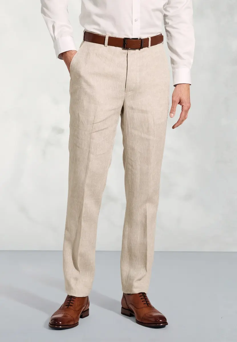 Tailored Fit Eastwood Sand Pure Linen Suit Trouser
