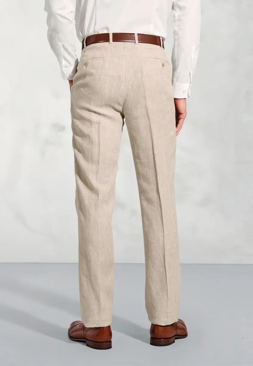 Tailored Fit Eastwood Sand Pure Linen Suit Trouser - Image 2