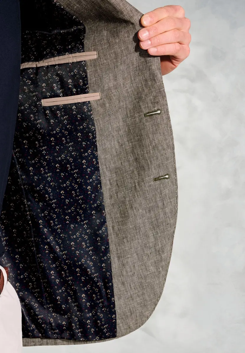 Tailored Fit Eastwood Khaki Pure Linen Jacket - Image 2