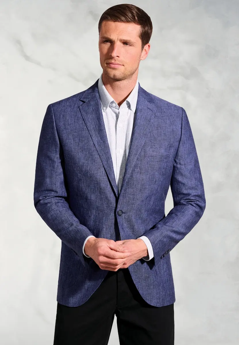 Tailored Fit Eastwood Blue Pure Linen Jacket