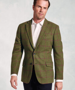 Regular Fit Edlingham Moss Check Wool Blend Jacket