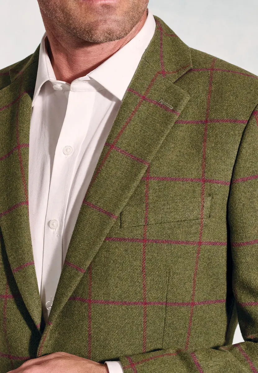 Regular Fit Edlingham Moss Check Wool Blend Jacket - Image 2
