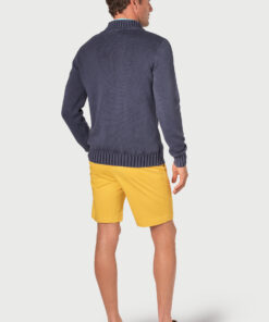 Alternative view of Edmonds Navy Washed Cotton Zip Neck Jumper