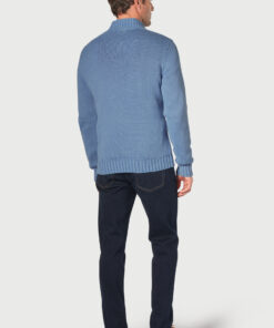 Alternative view of Edmonds Blue Washed Cotton Zip Neck Jumper