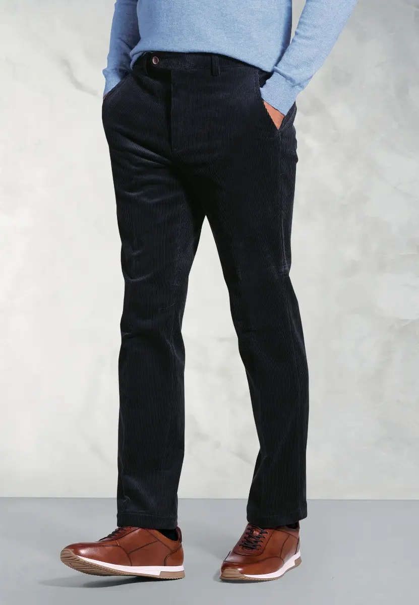 Regular Fit Ellroy Navy Corduroy Trouser