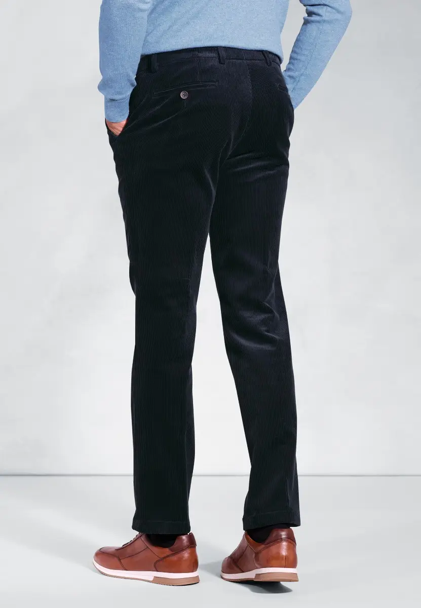 Regular Fit Ellroy Navy Corduroy Trouser - Image 2