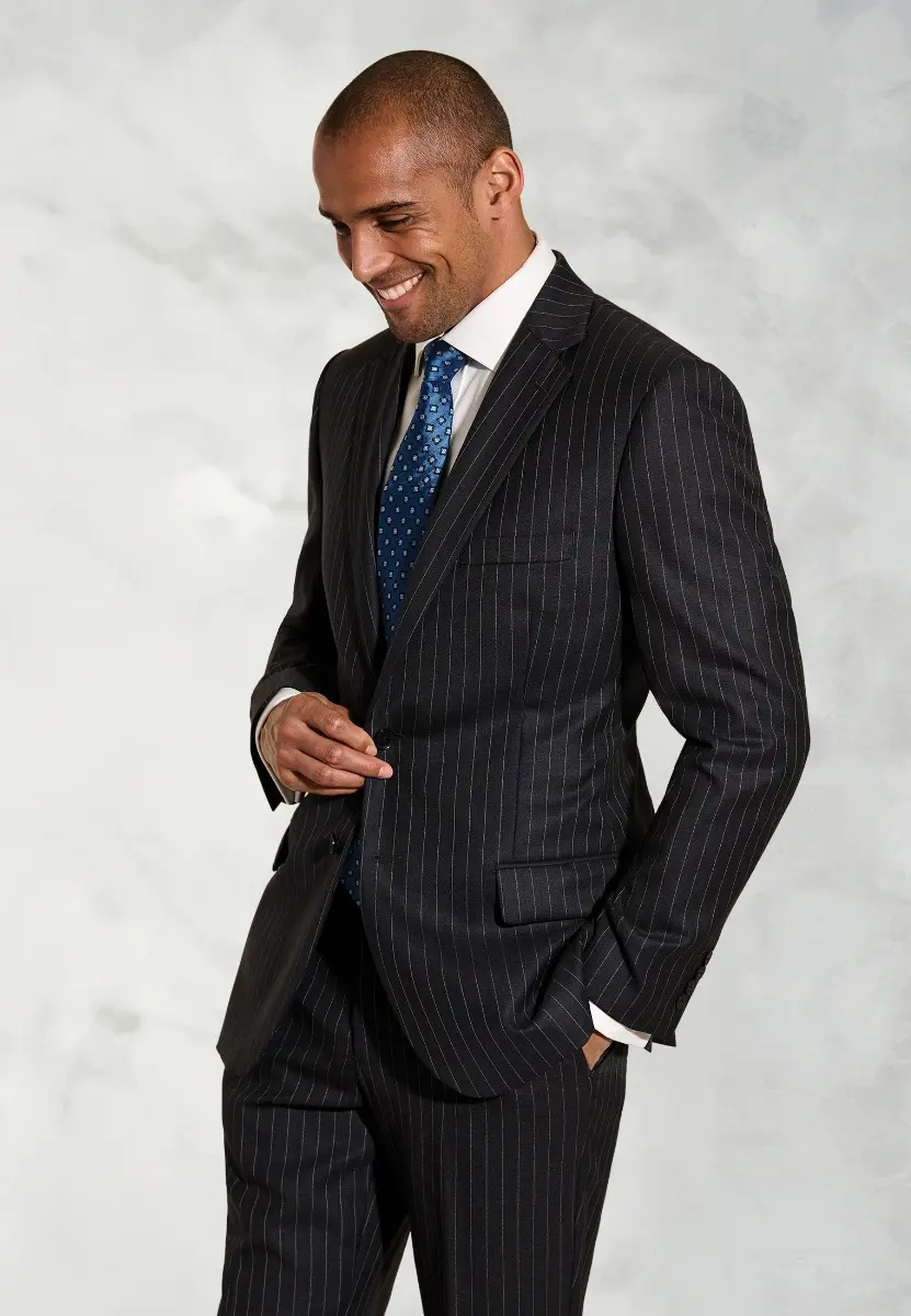 Regular Fit Epsom Grey Pinstripe Wool Suit Jacket
