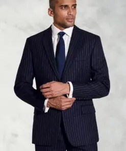 Regular Fit Epsom Navy Pinstripe Wool Suit Jacket