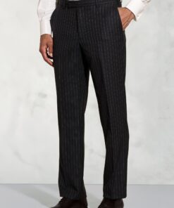 Regular Fit Epsom Grey Pinstripe Wool Suit Trousers