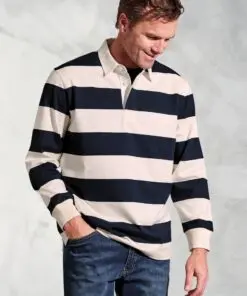 Farrell Navy Hooped Rugby Shirt