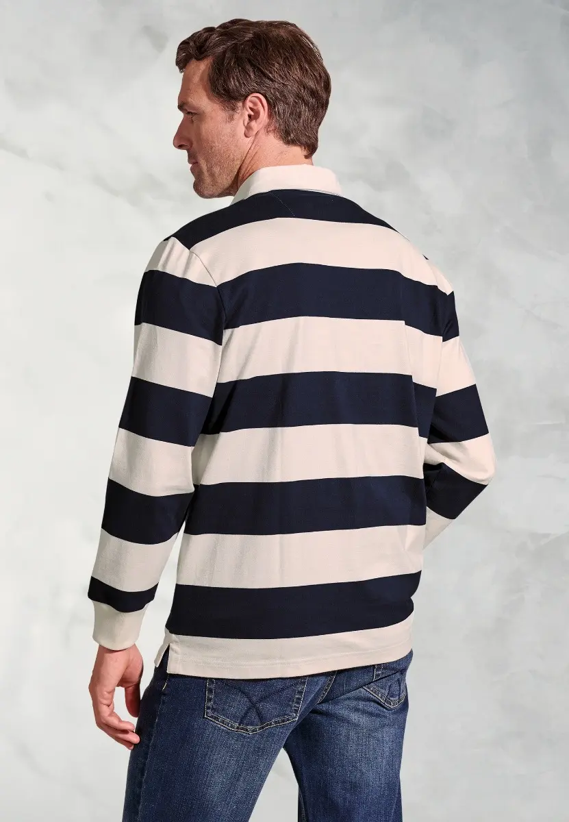 Farrell Navy Hooped Rugby Shirt - Image 2