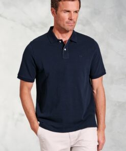 Firth Navy Pure Cotton Pique Polo Shirt