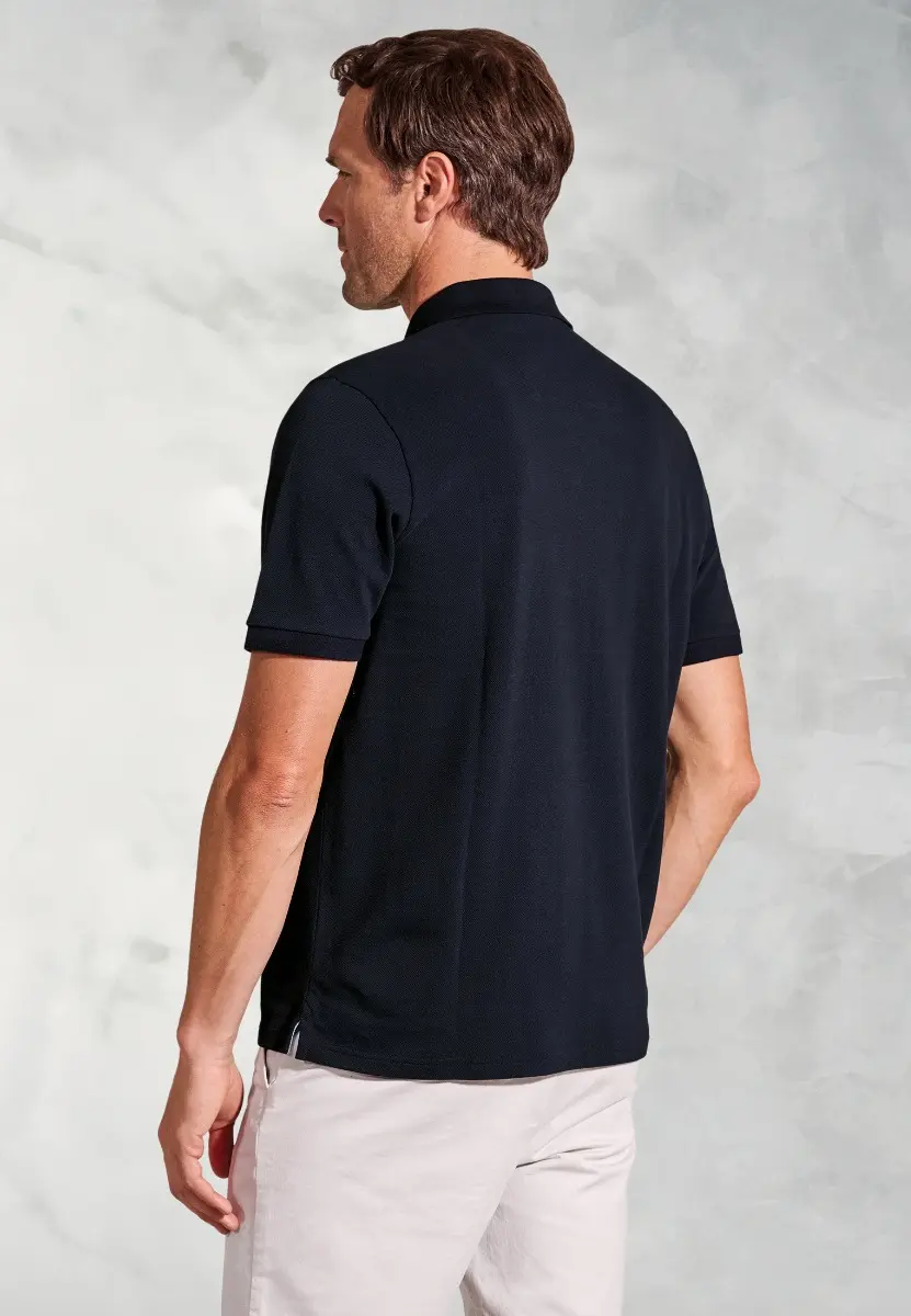 Firth Navy Pure Cotton Pique Polo Shirt - Image 2