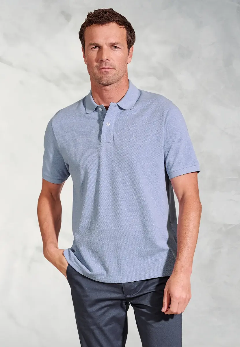 Firth Sky Blue Pure Cotton Pique Polo Shirt