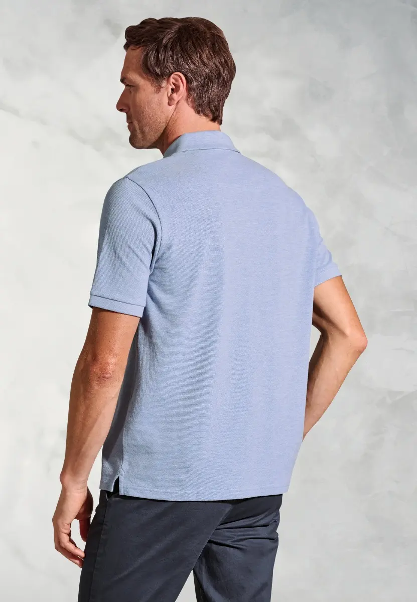 Firth Sky Blue Pure Cotton Pique Polo Shirt - Image 2