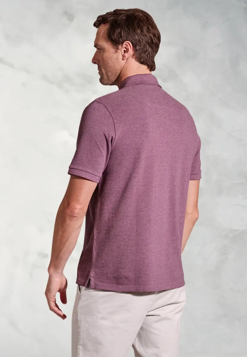 Firth Mauve Pure Cotton Pique Polo Shirt - Image 2