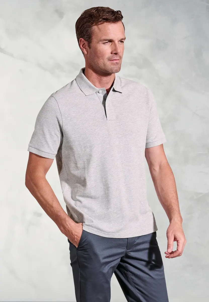 Firth Silver Grey Pure Cotton Pique Polo Shirt