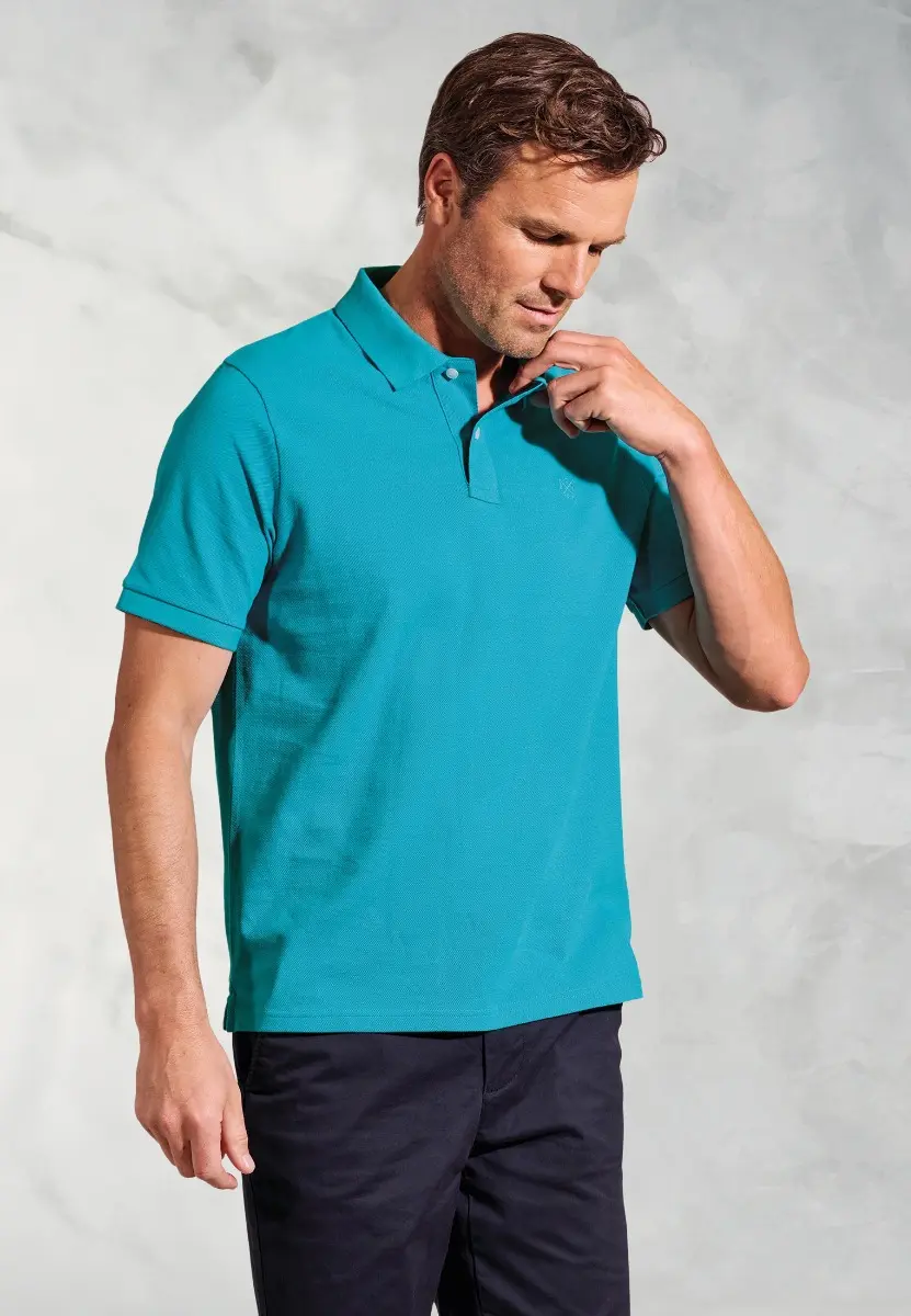 Firth Turquoise Pure Cotton Pique Polo Shirt