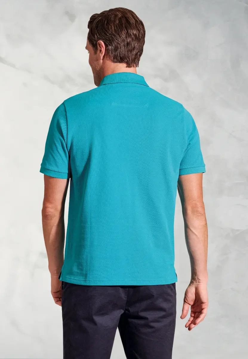 Firth Turquoise Pure Cotton Pique Polo Shirt - Image 2