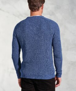 Alternative view of Ford Blue Melange Waffle Stitch Crew Neck Jumper